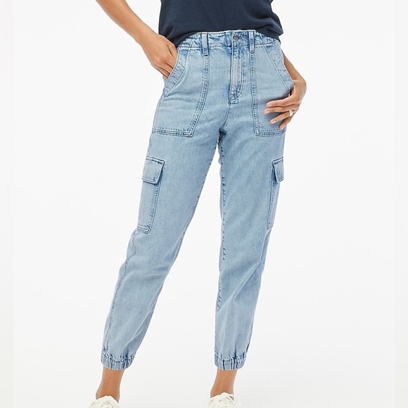 J.crew Factory Lightweight drapey cargo jogger jean Size 33 - Picture 2 of 6